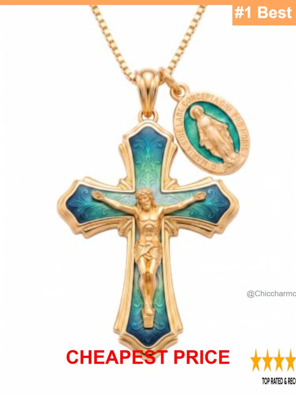925 Sterling Silver Crucifix Virgin Mary Pendant Necklace Catholic Gift